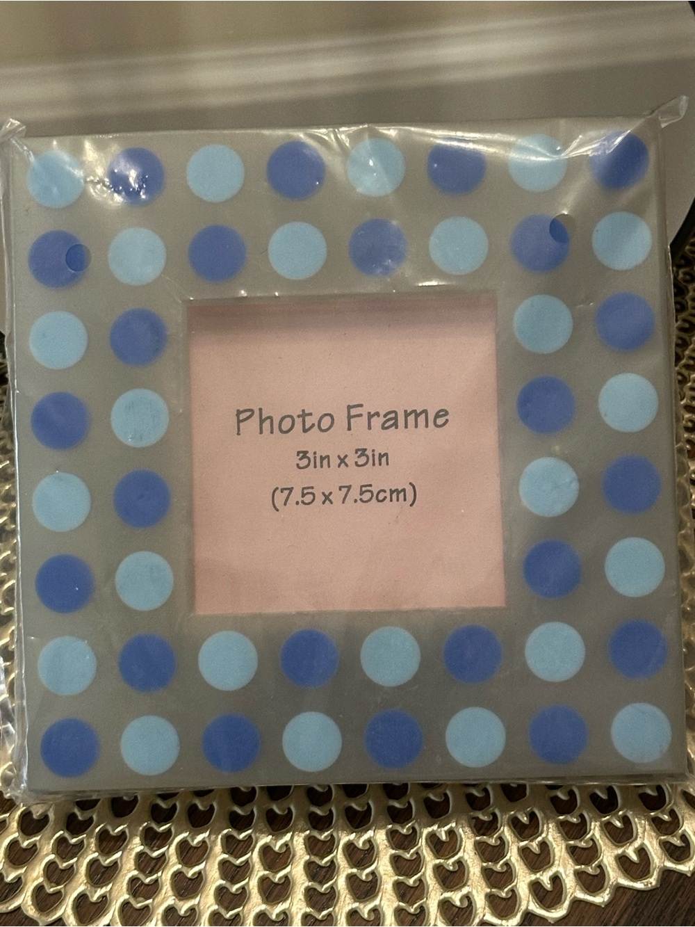 Polka Dot Blue 3 x 3in Photo Frame
